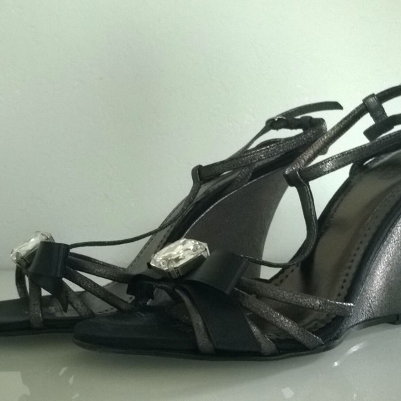 Coach Shoes - COACH Metallic Black Jeweled Ribbon Bow Sandal 7 Coach Shoes - COACH Metallic Black Jeweled Ribbon Bow Sandal 7